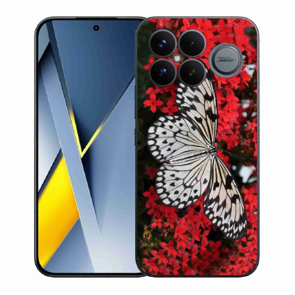 Gelový kryt mmCase na Xiaomi Poco F8 Ultra - černobílý motýl 1