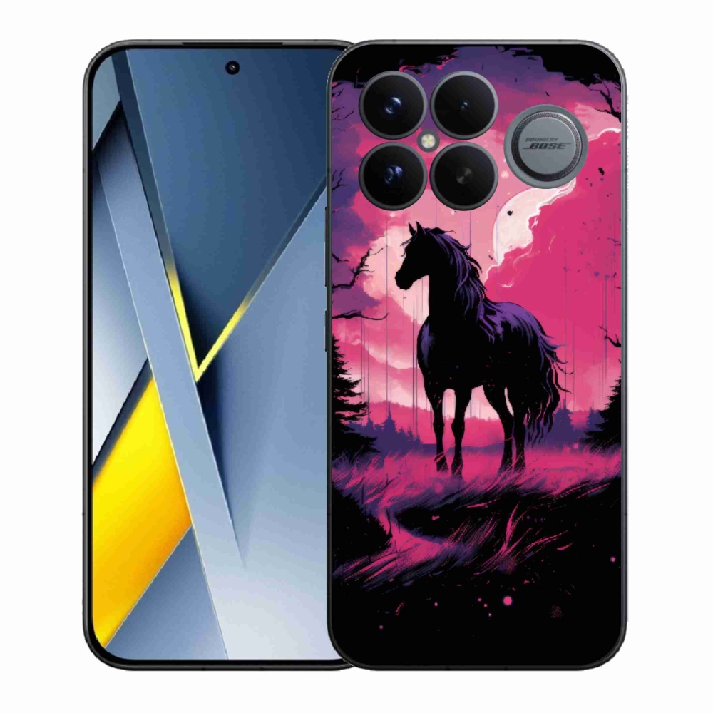 Gelový kryt mmCase na Xiaomi Poco F8 Ultra - černý kreslený kůň 1