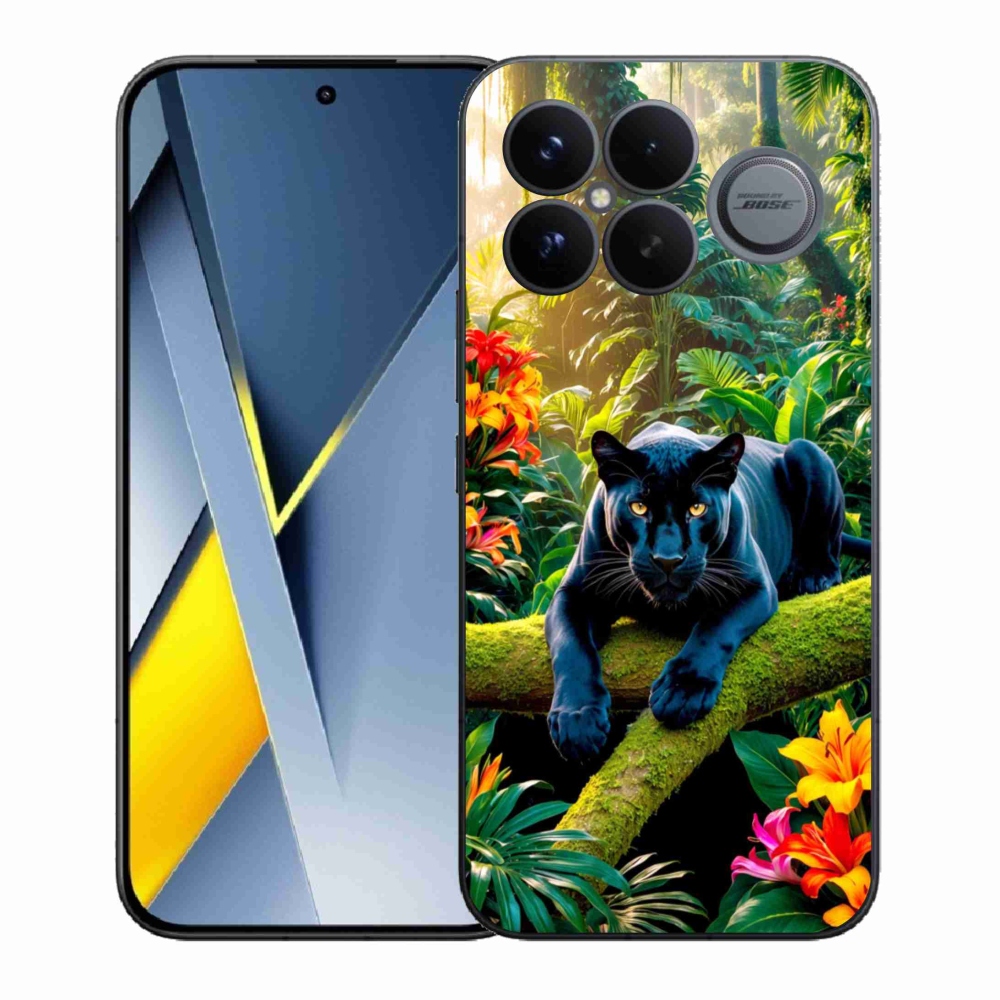 Gelový kryt mmCase na Xiaomi Poco F8 Ultra - černý panter v džungli