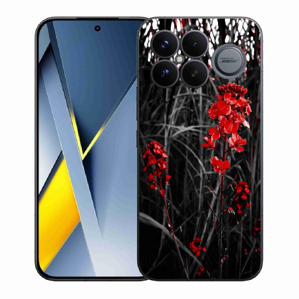 Gelový kryt mmCase na Xiaomi Poco F8 Ultra - červená rostlina