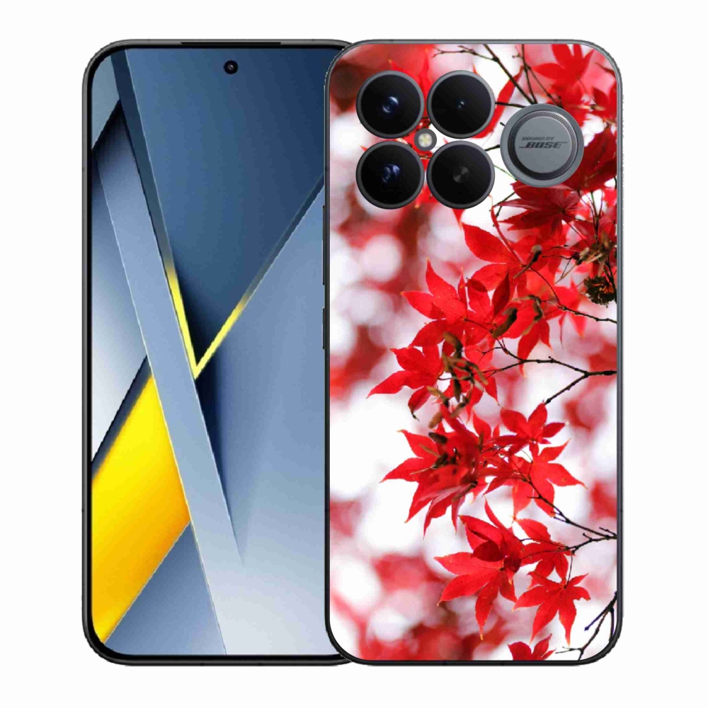 Gelový kryt mmCase na Xiaomi Poco F8 Ultra - červené listy