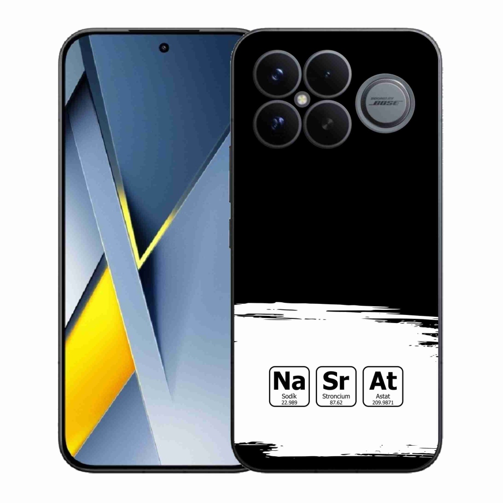 Gelový kryt mmCase na Xiaomi Poco F8 Ultra - chemické prvky bíločerné pozadí