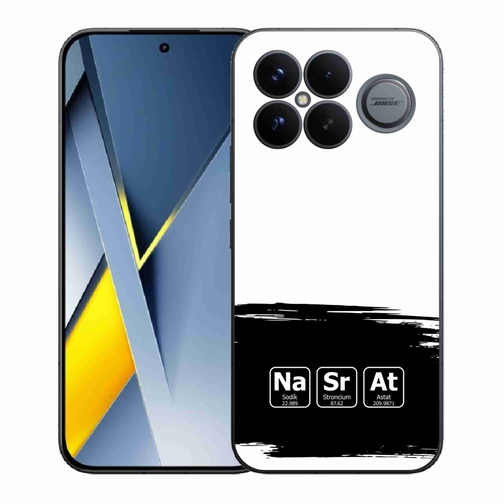 Gelový kryt mmCase na Xiaomi Poco F8 Ultra - chemické prvky černobílé pozadí