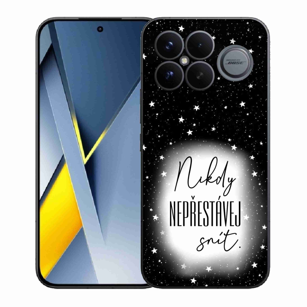 Gelový kryt mmCase na Xiaomi Poco F8 Ultra - citát 1 bíločerné pozadí