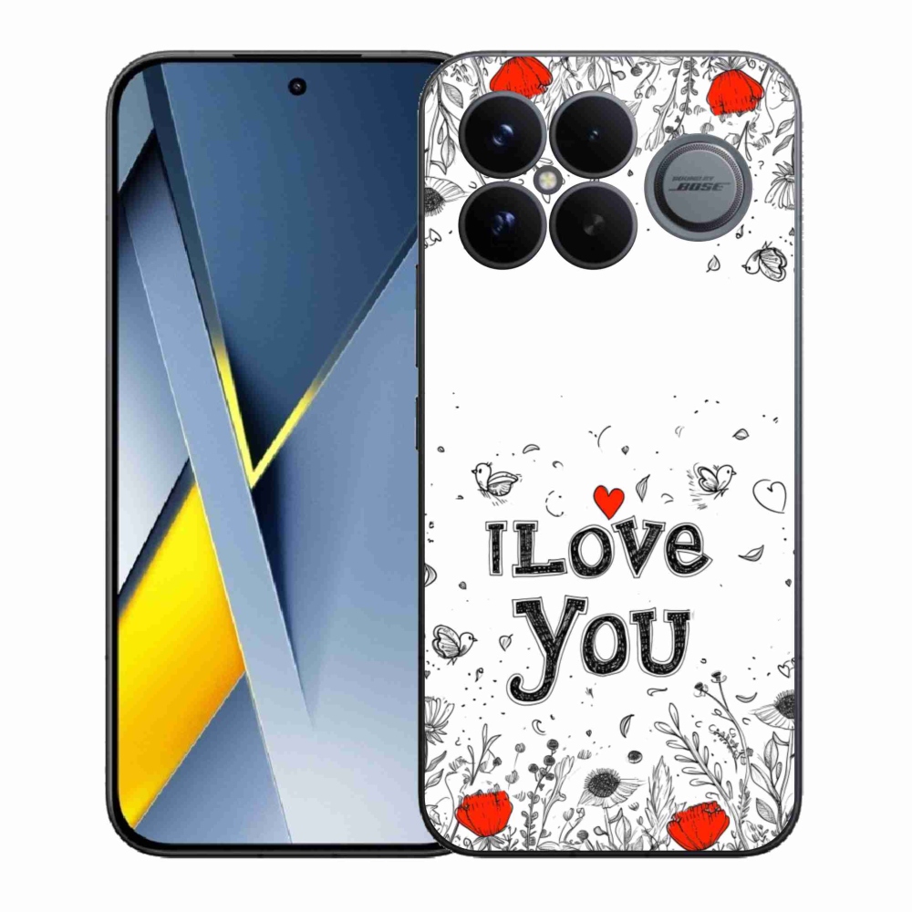 Gelový kryt mmCase na Xiaomi Poco F8 Ultra - I love you bílé pozadí