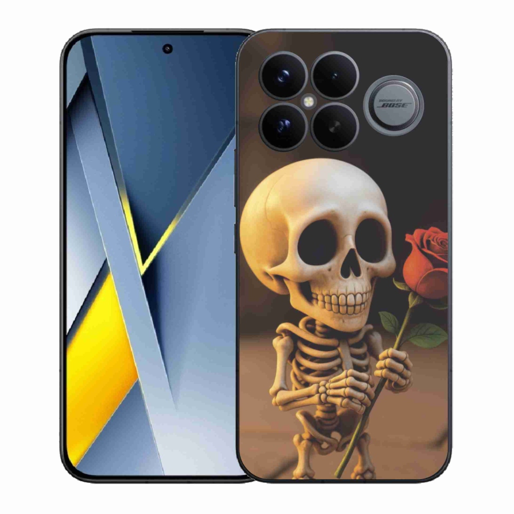 Gelový kryt mmCase na Xiaomi Poco F8 Ultra - kostlivec s růží