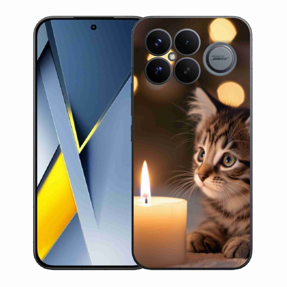 Gelový kryt mmCase na Xiaomi Poco F8 Ultra - kotě a svíčka