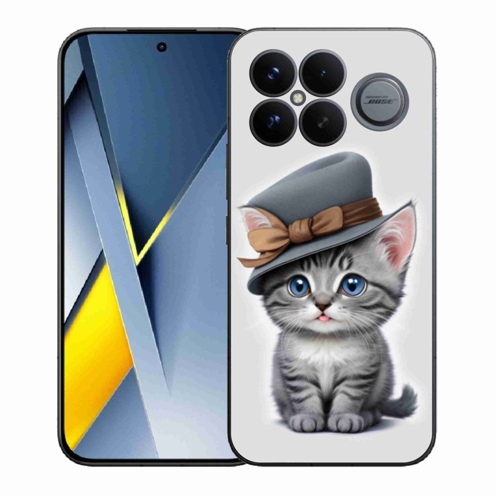 Gelový kryt mmCase na Xiaomi Poco F8 Ultra - kotě s kloboukem