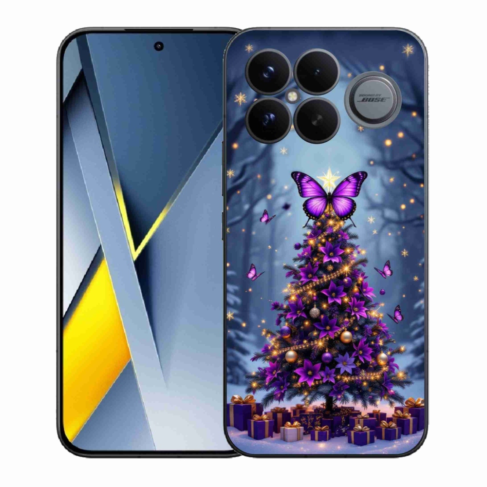 Gelový kryt mmCase na Xiaomi Poco F8 Ultra - motýlí vánoční stromek