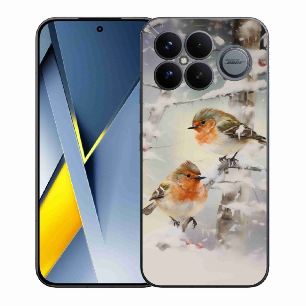 Gelový kryt mmCase na Xiaomi Poco F8 Ultra - ptáčci v zimě