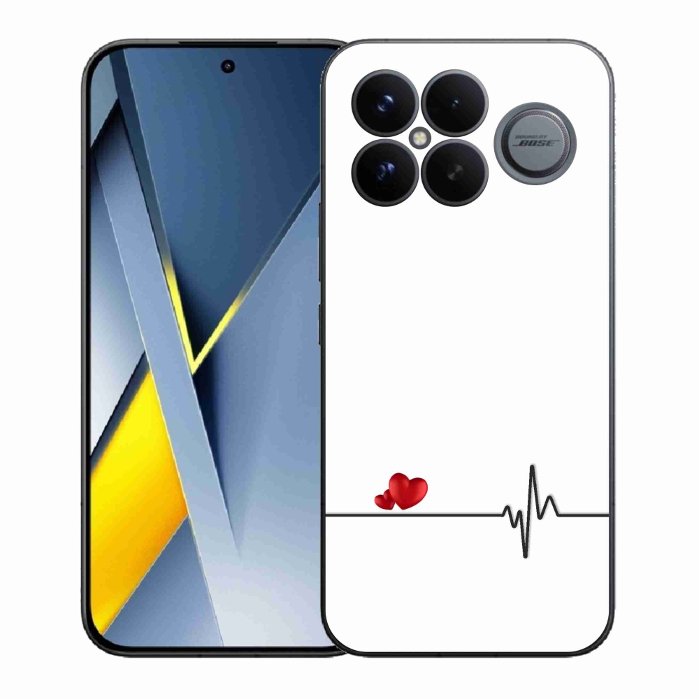 Gelový kryt mmCase na Xiaomi Poco F8 Ultra - srdce a tep bílé pozadí