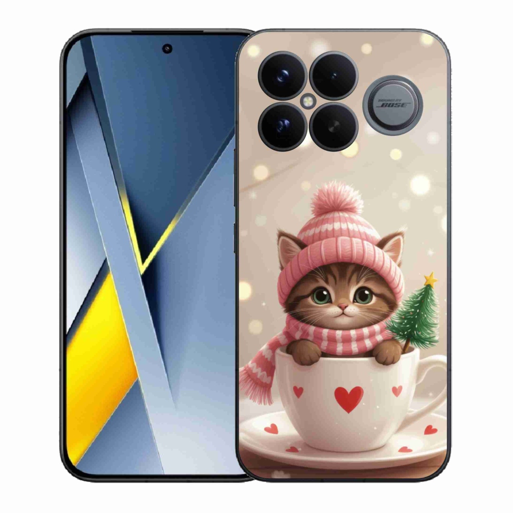 Gelový kryt mmCase na Xiaomi Poco F8 Ultra - vánoční kotě v hrnku