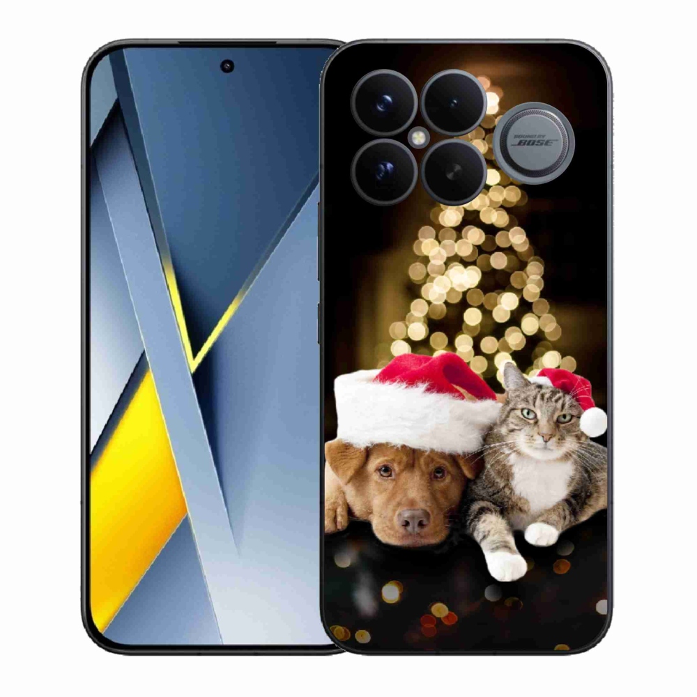 Gelový kryt mmCase na Xiaomi Poco F8 Ultra - vánoční pes a kočka