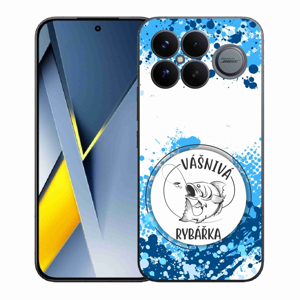 Gelový kryt mmCase na Xiaomi Poco F8 Ultra - vášnivá rybářka bílé pozadí