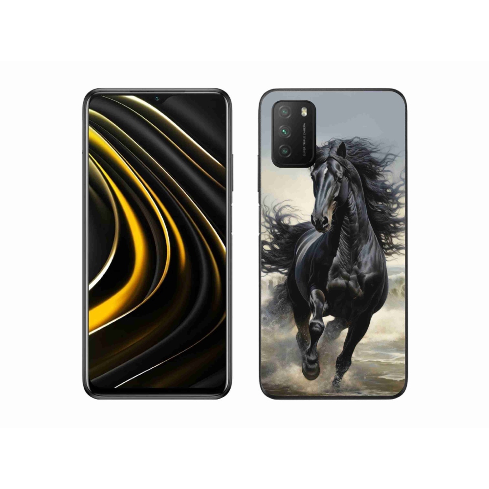 Gelový kryt mmCase na Xiaomi Poco M3 - běžící černý kůň