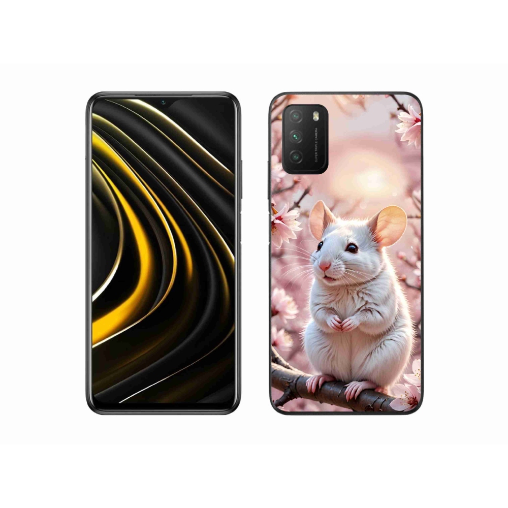 Gelový kryt mmCase na Xiaomi Poco M3 - bílá myš na větvi