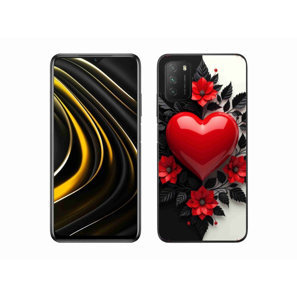 Gelový kryt mmCase na Xiaomi Poco M3 - červené srdce