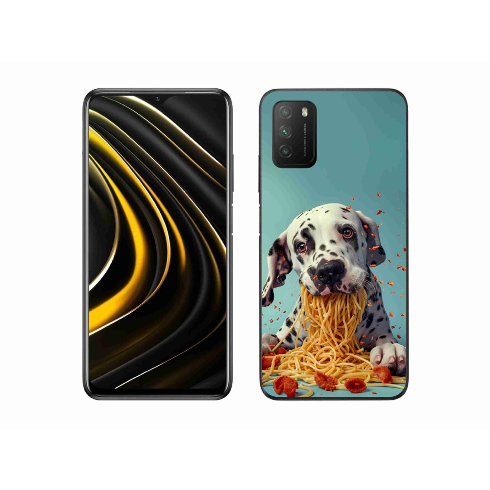 Gelový kryt mmCase na Xiaomi Poco M3 - dalmatin a špagety
