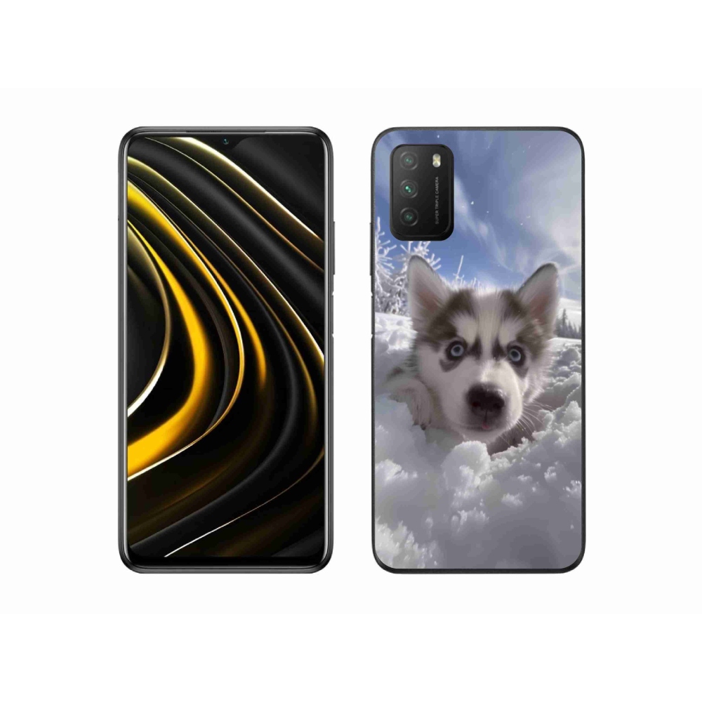 Gelový kryt mmCase na Xiaomi Poco M3 - husky ve sněhu
