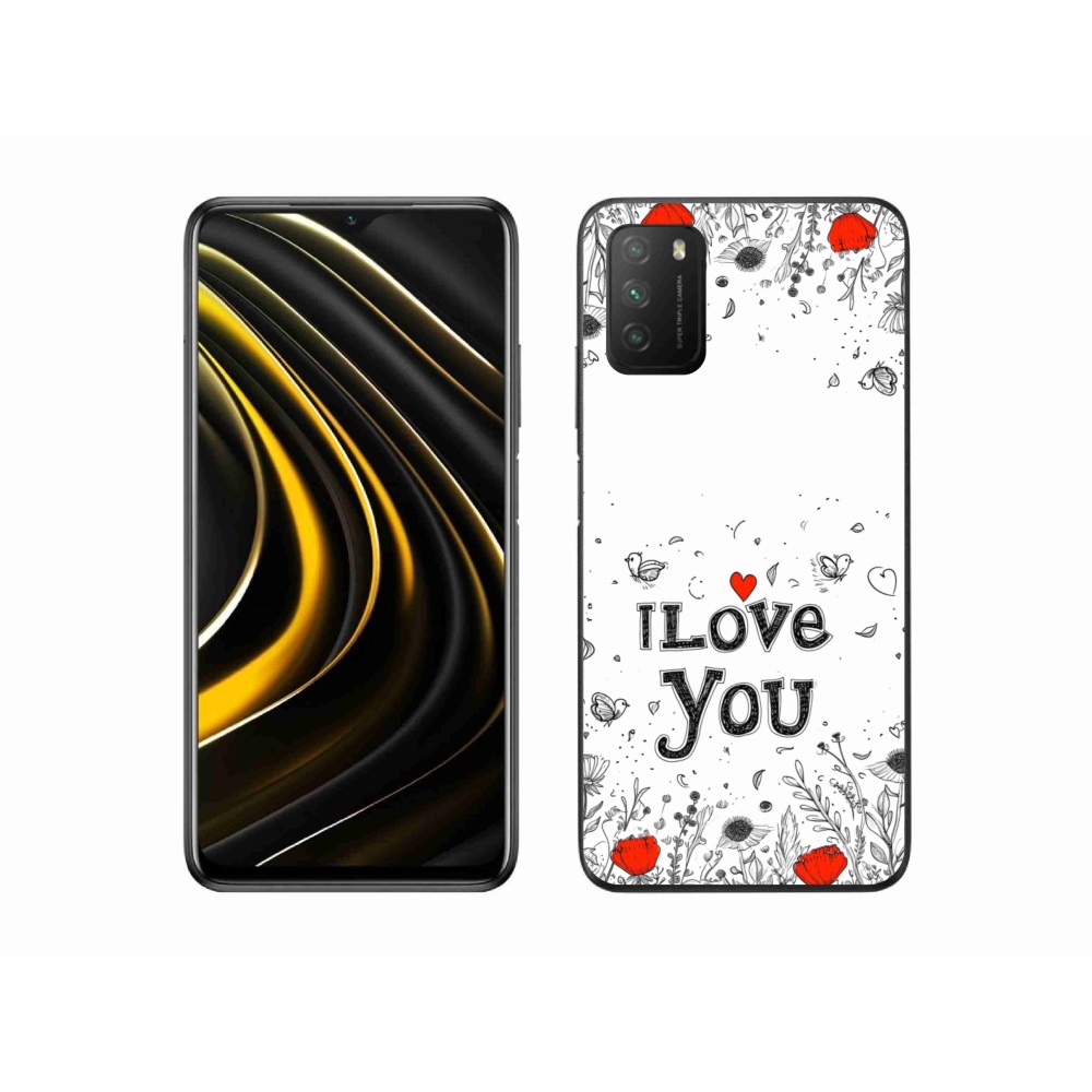 Gelový kryt mmCase na Xiaomi Poco M3 - I love you bílé pozadí