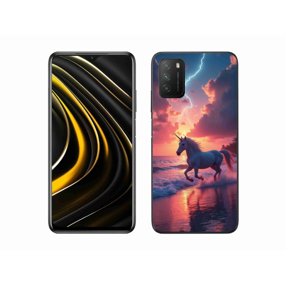 Gelový kryt mmCase na Xiaomi Poco M3 - jednorožec na pláži