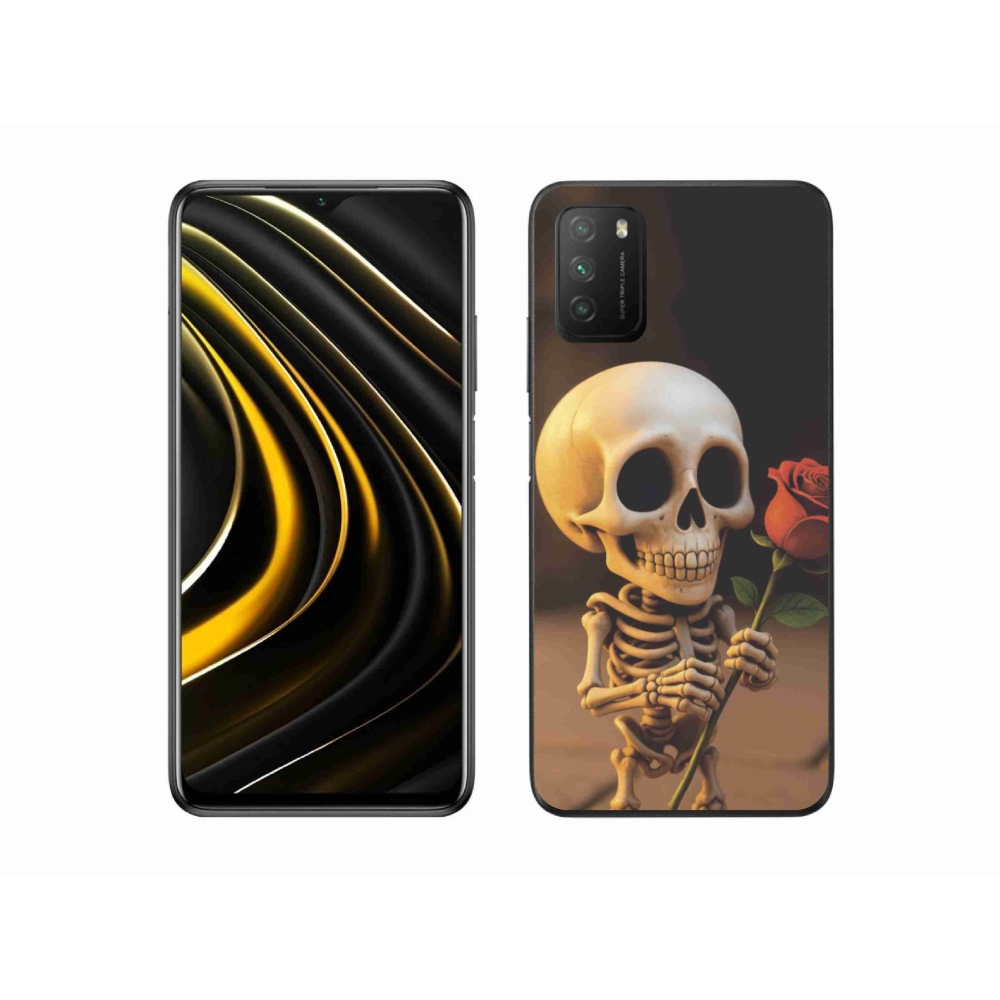 Gelový kryt mmCase na Xiaomi Poco M3 - kostlivec s růží