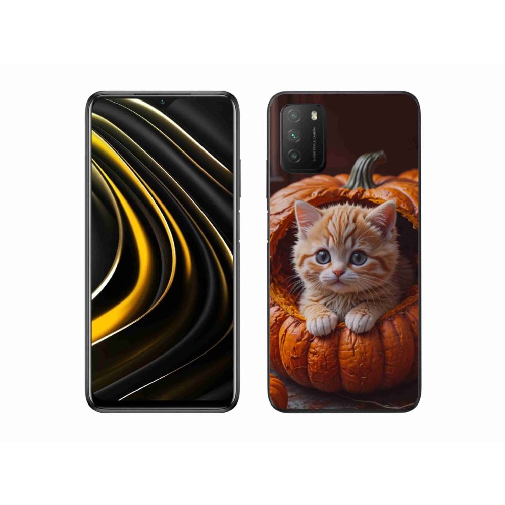 Gelový kryt mmCase na Xiaomi Poco M3 - kotě a dýně 2