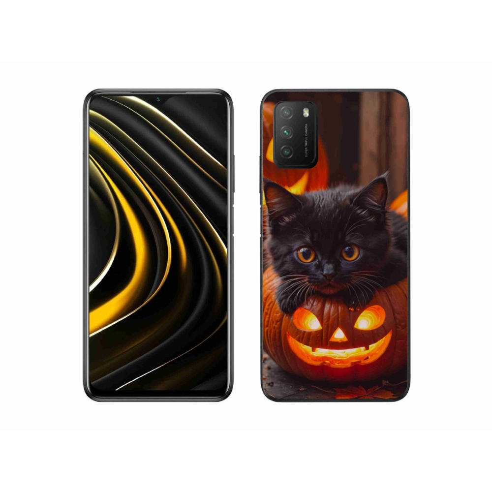 Gelový kryt mmCase na Xiaomi Poco M3 - kotě a dýně