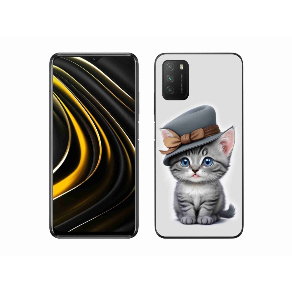 Gelový kryt mmCase na Xiaomi Poco M3 - kotě s kloboukem