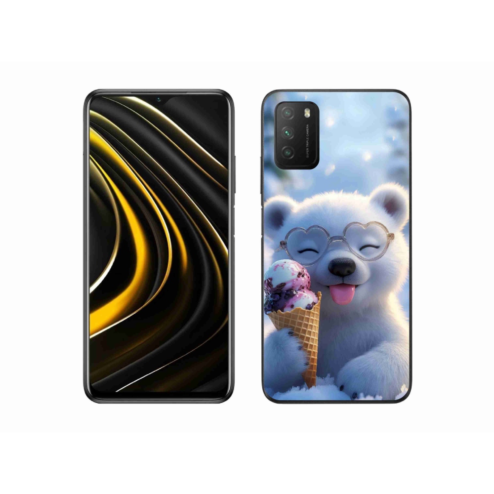 Gelový kryt mmCase na Xiaomi Poco M3 - medvídek se zmrzlinou