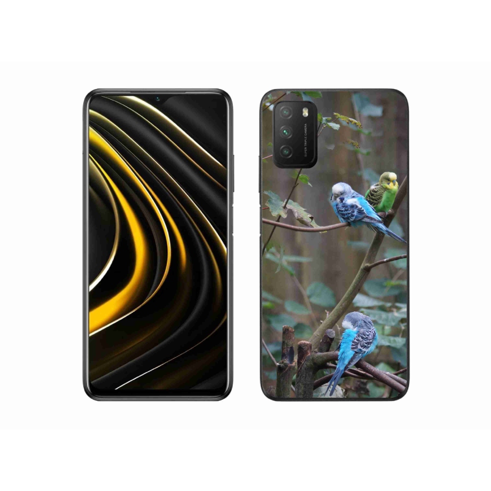 Gelový kryt mmCase na Xiaomi Poco M3 - papoušci na větvi
