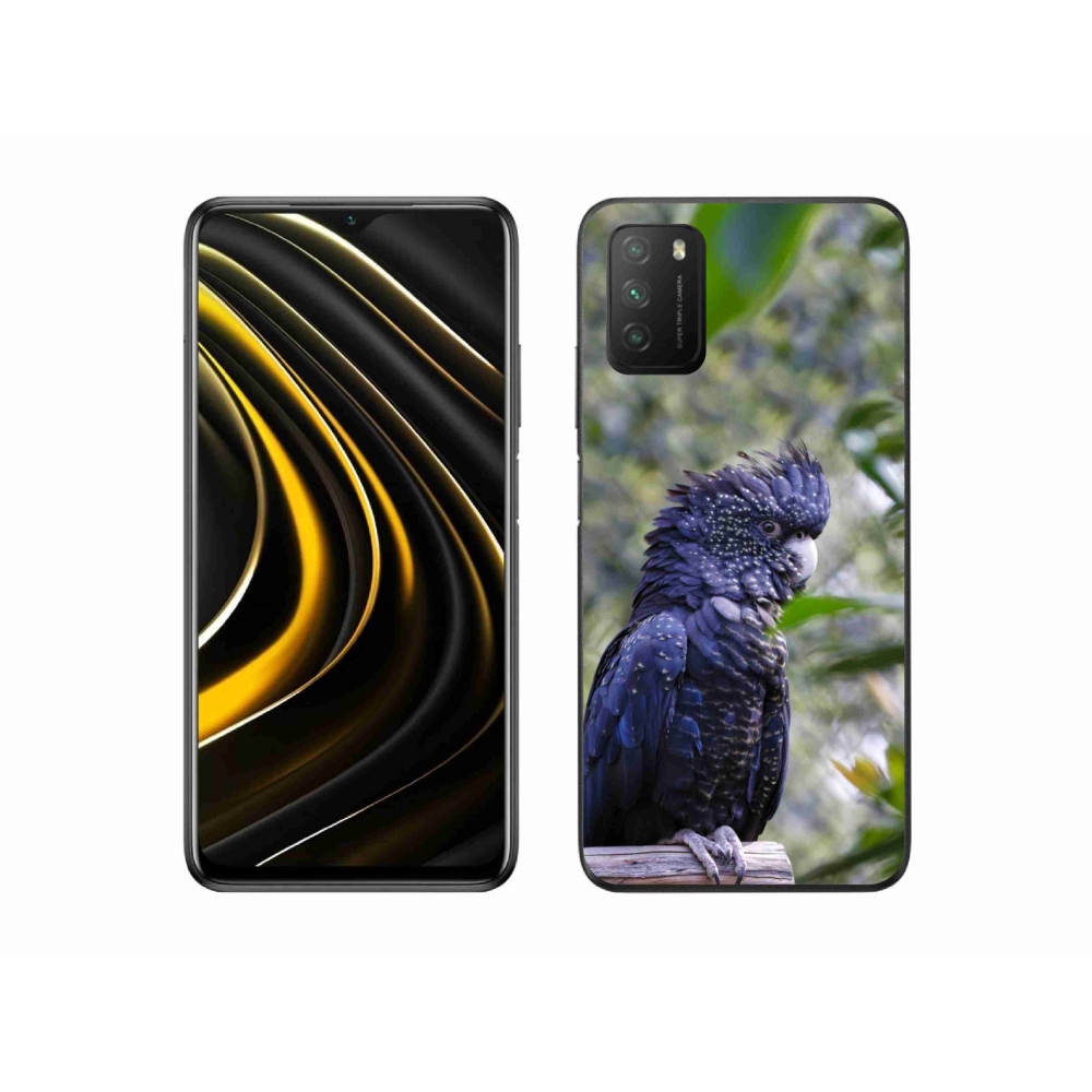 Gelový kryt mmCase na Xiaomi Poco M3 - papoušek kakadu černý