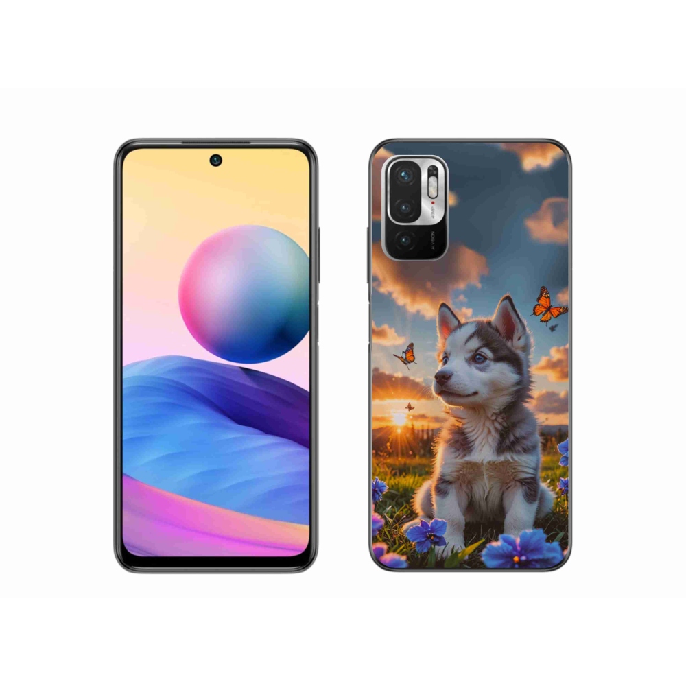 Gelový kryt mmCase na Xiaomi Poco M3 Pro - husky při západu slunce