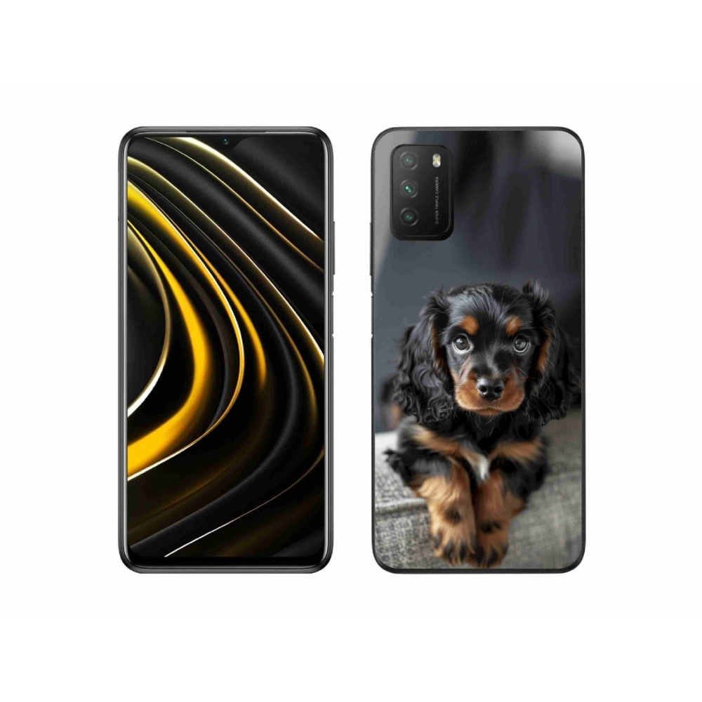 Gelový kryt mmCase na Xiaomi Poco M3 - roztomilý dlouhosrstý jezevčík