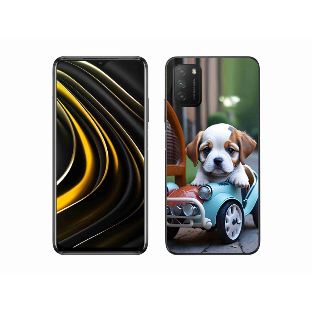 Gelový kryt mmCase na Xiaomi Poco M3 - štěně v retro autě