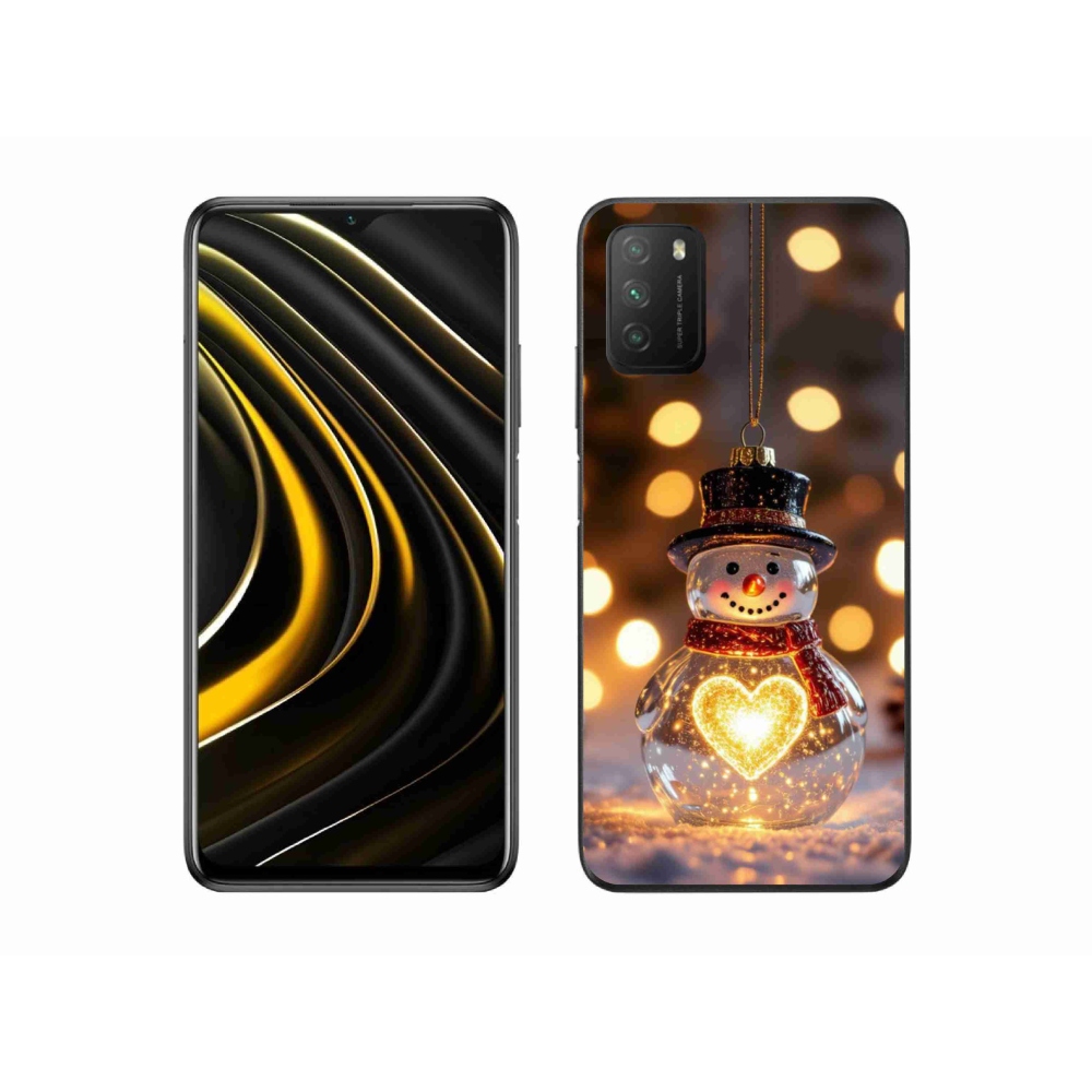 Gelový kryt mmCase na Xiaomi Poco M3 - svítící vánoční sněhulák