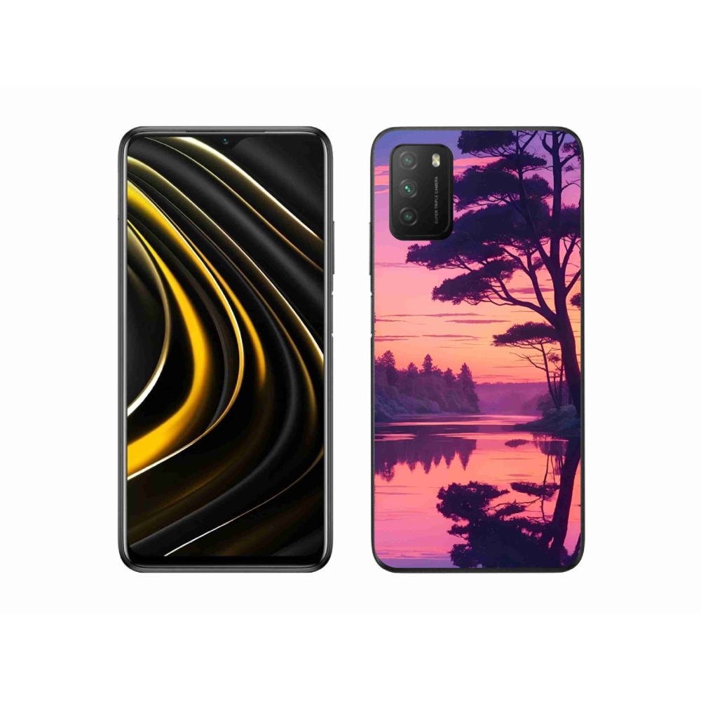 Gelový kryt mmCase na Xiaomi Poco M3 - západ slunce nad jezerem