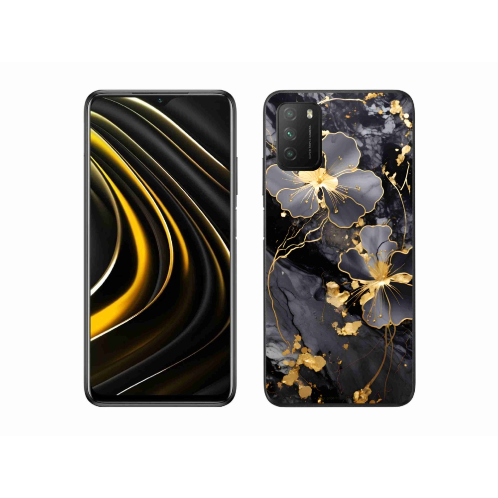 Gelový kryt mmCase na Xiaomi Poco M3 - zlaté květy