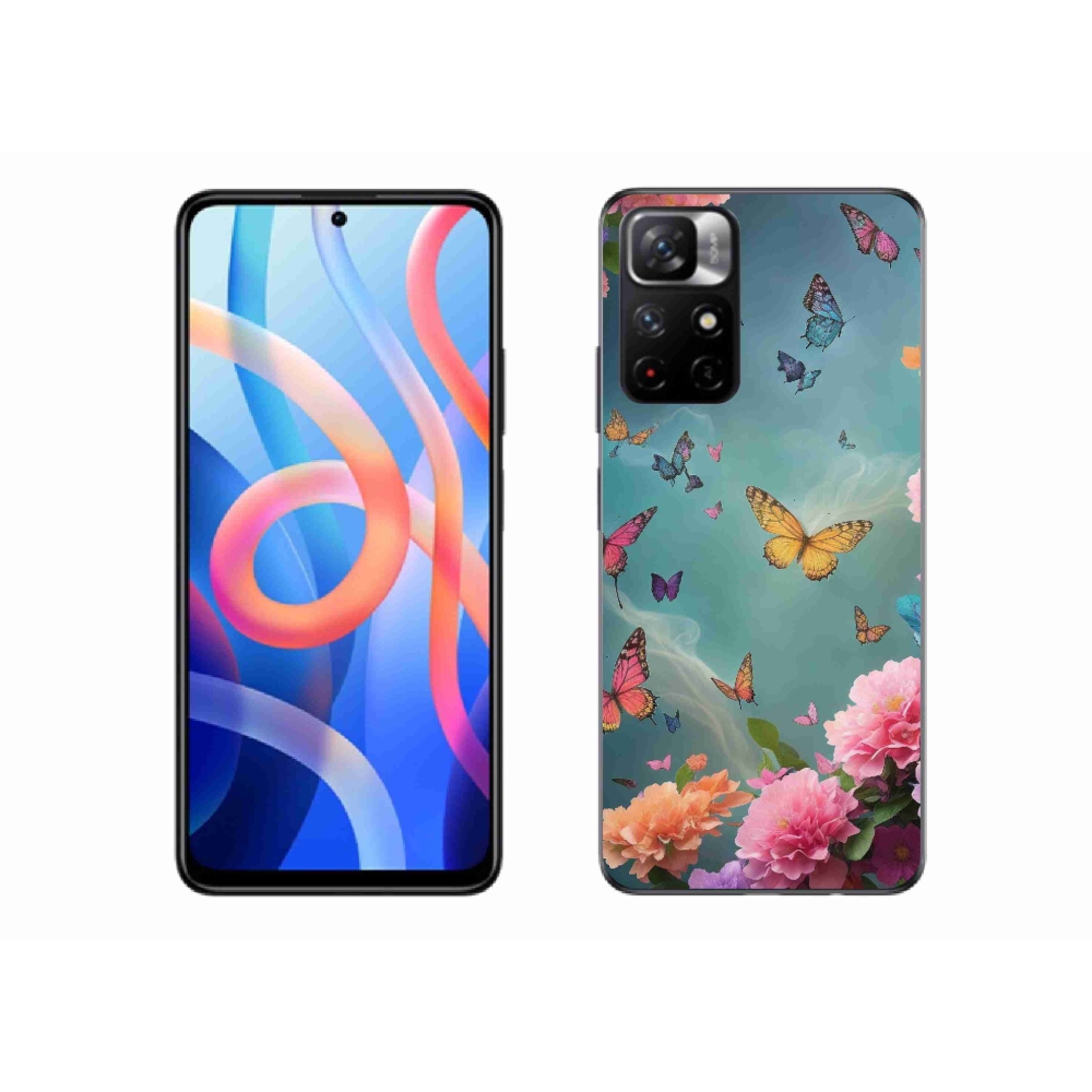 Gelový kryt mmCase na Xiaomi Poco M4 Pro 5G - barevné květy a motýli