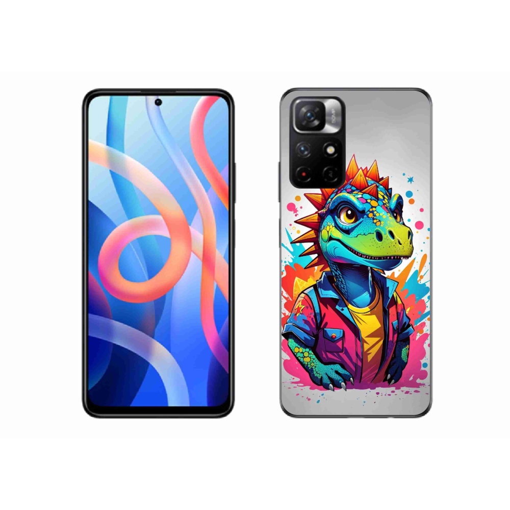Gelový kryt mmCase na Xiaomi Poco M4 Pro 5G - barevný dinosaurus