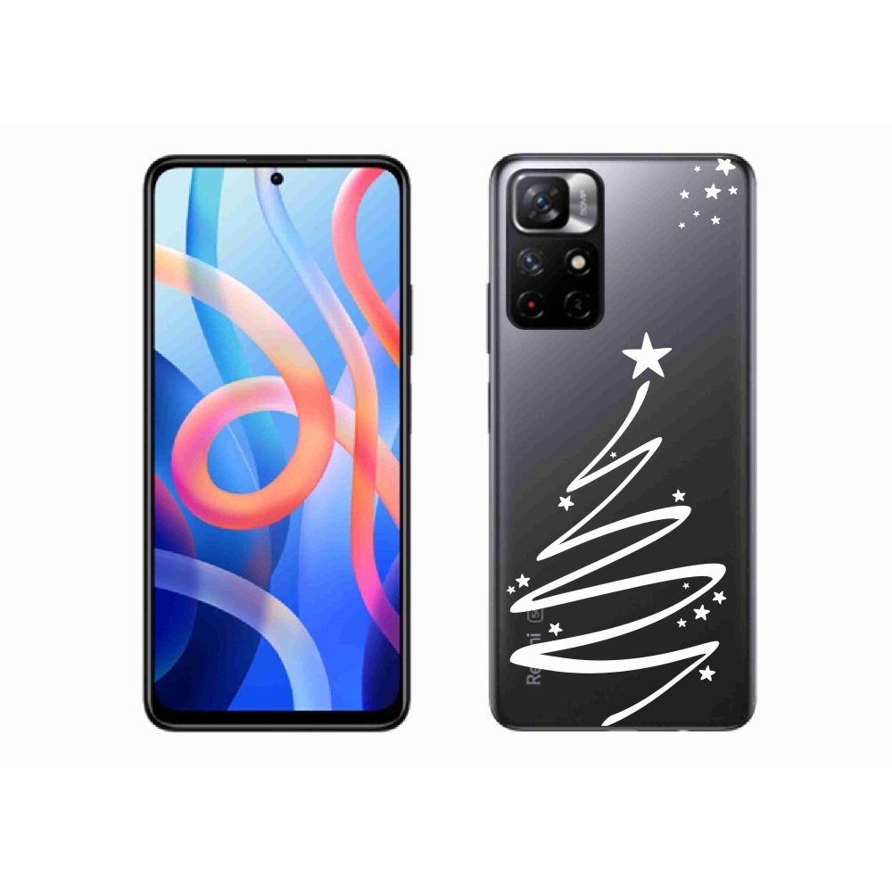 Gelový kryt mmCase na Xiaomi Poco M4 Pro 5G - bílý stromeček na průhledném pozadí