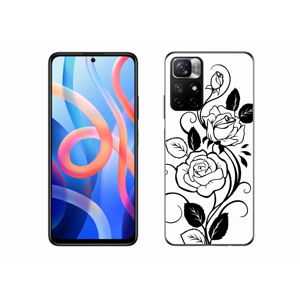 Gelový kryt mmCase na Xiaomi Poco M4 Pro 5G - černobílá růže