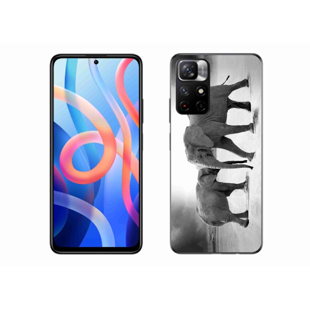 Gelový kryt mmCase na Xiaomi Poco M4 Pro 5G - černobílí sloni