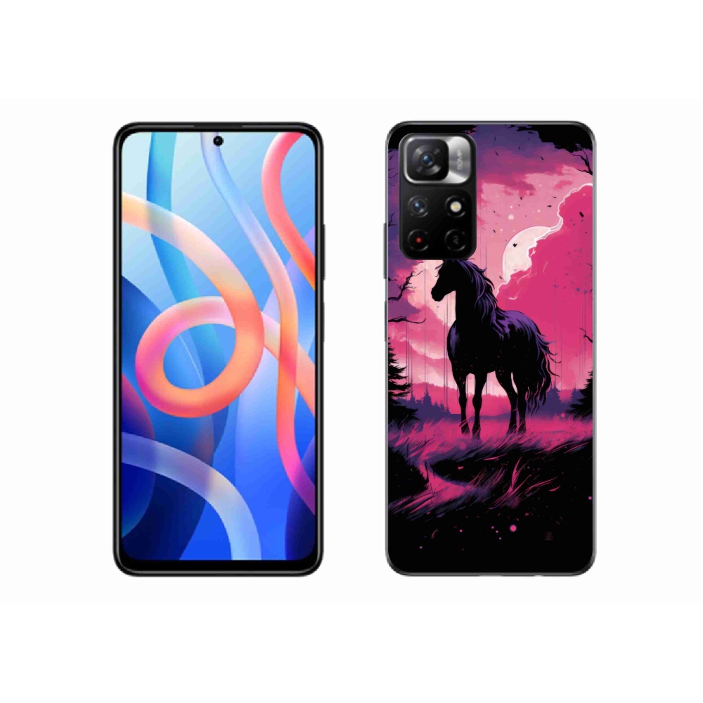 Gelový kryt mmCase na Xiaomi Poco M4 Pro 5G - černý kreslený kůň 1
