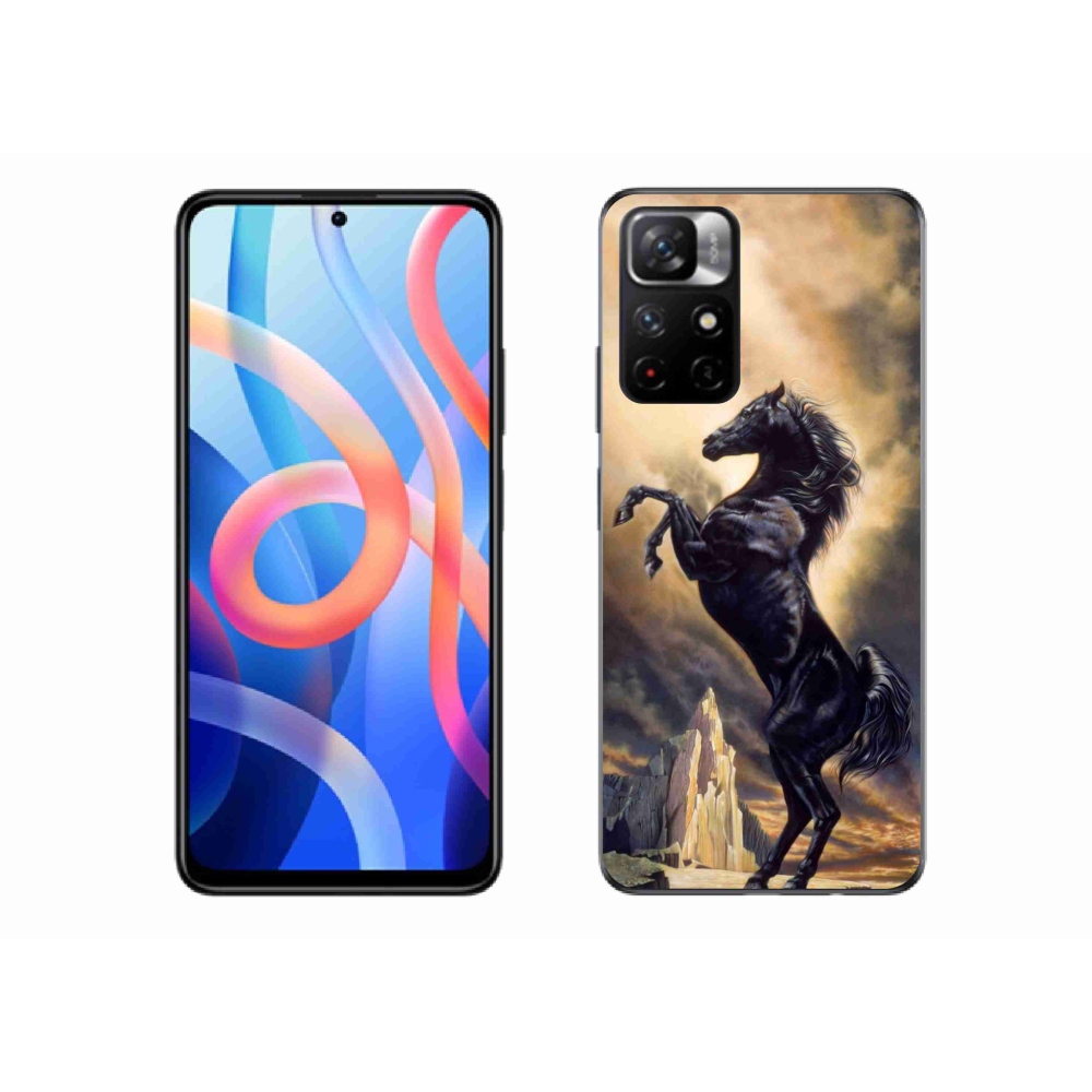 Gelový kryt mmCase na Xiaomi Poco M4 Pro 5G - černý kreslený kůň