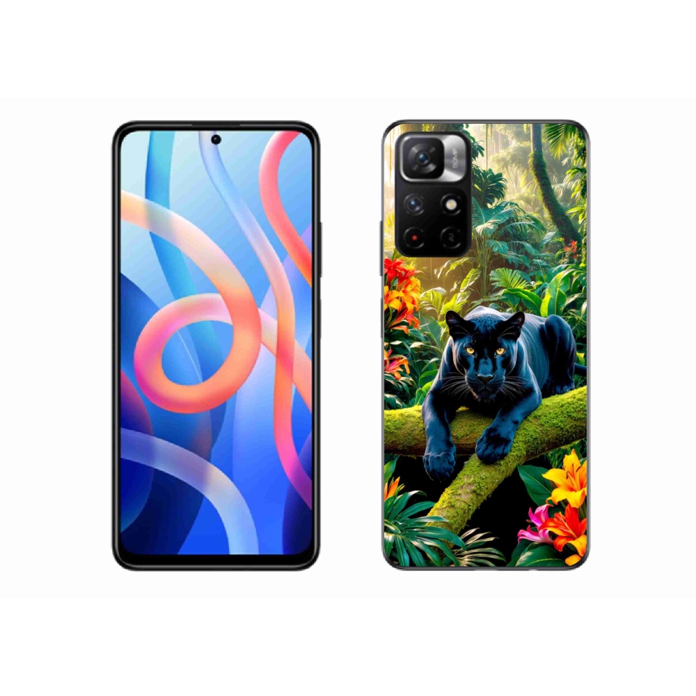 Gelový kryt mmCase na Xiaomi Poco M4 Pro 5G - černý panter v džungli