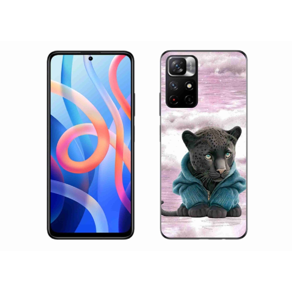 Gelový kryt mmCase na Xiaomi Poco M4 Pro 5G - černý panter ve svetru