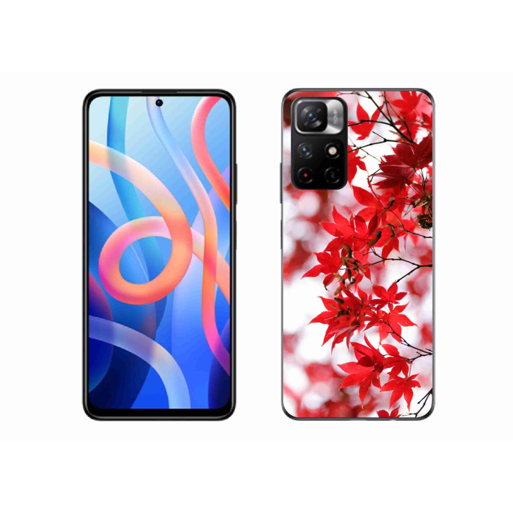 Gelový kryt mmCase na Xiaomi Poco M4 Pro 5G - červené listy