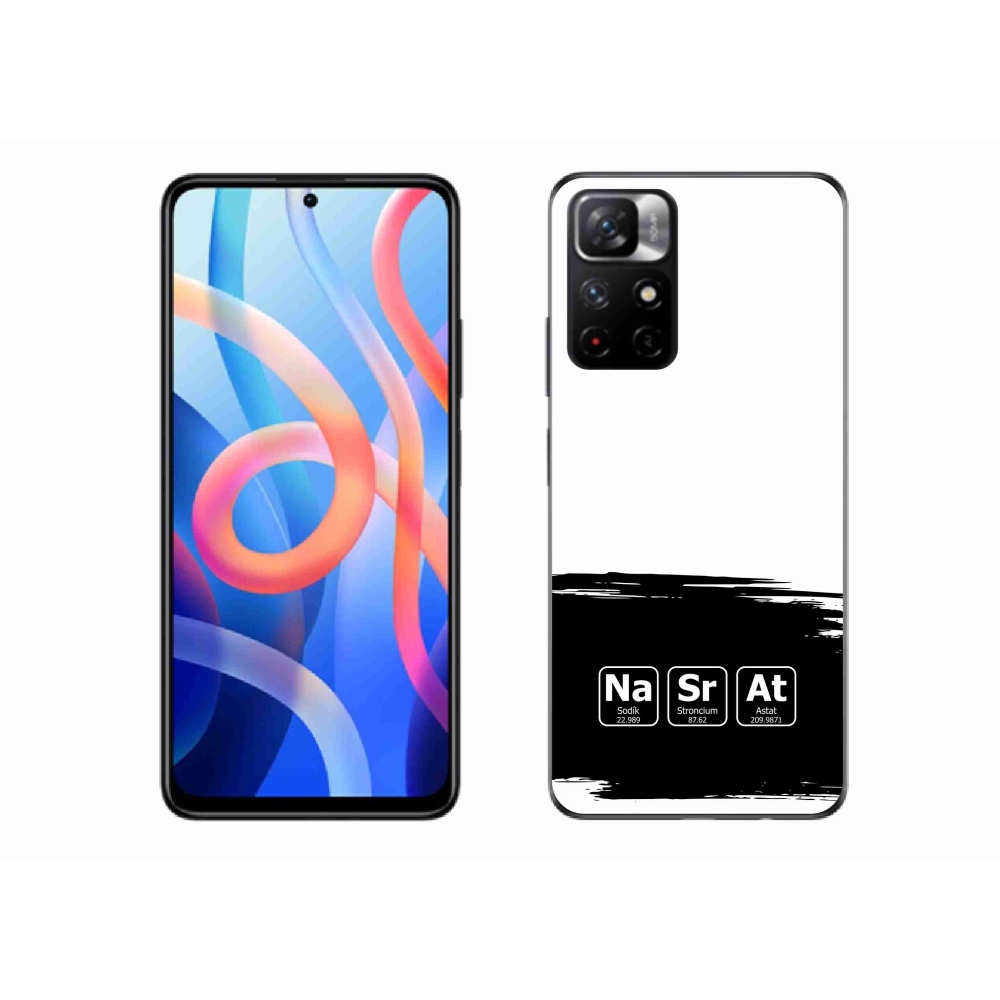 Gelový kryt mmCase na Xiaomi Poco M4 Pro 5G - chemické prvky černobílé pozadí