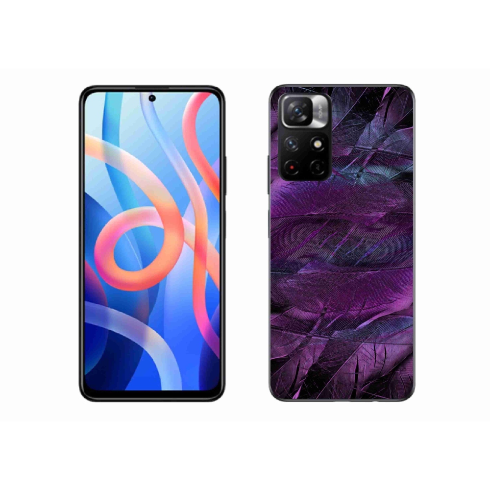 Gelový kryt mmCase na Xiaomi Poco M4 Pro 5G - fialová pírka